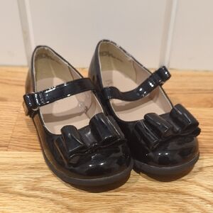 Black Patent Leather Kids Shoes with Bow